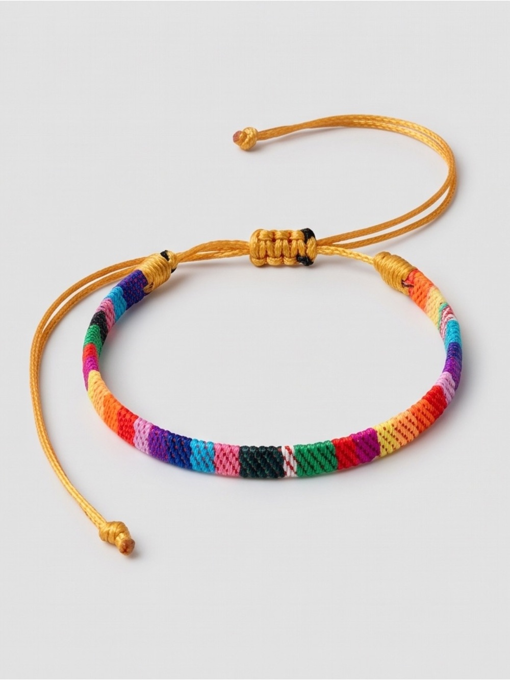 New Adjustable Yellow/Gold Multicolor Woven Friendship Bracelet